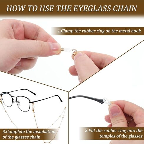 6 Pcs Beaded Eyeglasses Chain Gold Glasses Strap Holder Chain for Women Men Eyeglasses Link Lanyard Around Neck Cords Eyewear Retainer Accessory Chains Mask Chains Reading Glass Strap in Saudi Arabia