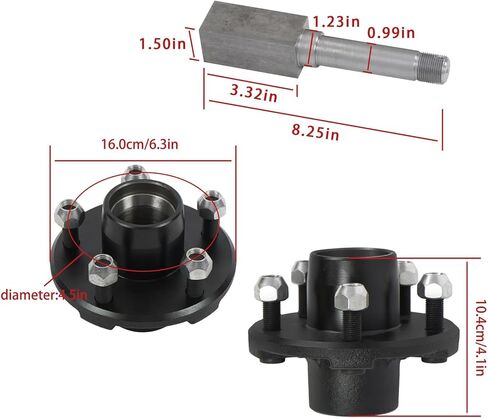 labwork Pre-Assembled 5 on 4.5 Inch Trailer Hub Bearing Kit with 1 Inch Square BT8 Spindle Set of 2 in Saudi Arabia