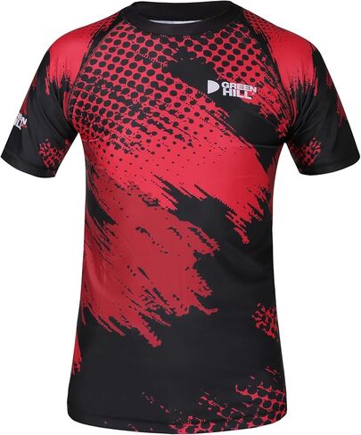 Green Hill Rash Guard للرجال - قميص سباحة بأكمام قصيرة - ملابس سباحة مضغوطة من الليكرا للحماية من الأشعة فوق البنفسجية - MMA Rash Guard من in Kuwait