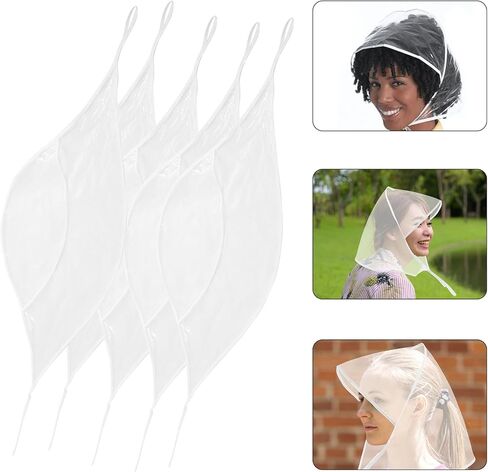 UPKOCH 5Pcs Waterproof Rain Bonnet Hats for Women, Protective Sunproof Caps with Hair Styling Design, Lightweight Rainproof Headwear for Outdoor Use White in Saudi Arabia