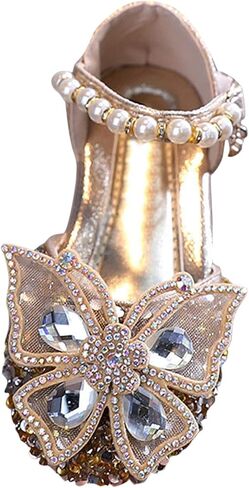 Girls Sparkle Ballet Flats Toddler Wedding Party Bridesmaids Dress Shoes with Bow Pearls Mary Jane Shoes in Saudi Arabia