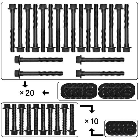 Hex Autoparts Cylinder Head Bolts Kit 134-3610 Compatible with Chevy GM Gen III IV LS Engines 4.8L 5.3L 5.7L 6.0L 6.2L V8 (Mid-2004+), Head Bolt Set 30PCS, Replacement for LS Series (Except LS9) in Saudi Arabia