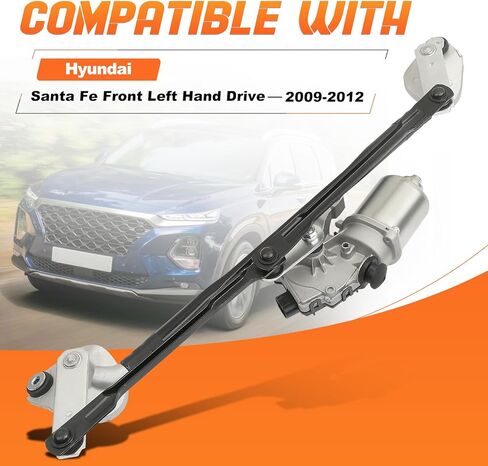 602-714AS Front Windshield Wiper Motor and Linkage Assembly Compatible with Hyundai Santa Fe 2009-2012# 602714AS, 981200W000, 432054, 981100W000, 8511004040 in Saudi Arabia