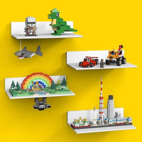 أرفف عرض كبيرة من BlissBox مكونة من 4 قطع للجدار متوافقة مع مكعبات بناء Lego، مسامير مزدوجة الجوانب مقاس 11.3x6.3 بوصة مقاس 36x20 لعرض الطوب وتخزينه، لمباني الطوب المتوسطة والكبيرة، باللون الأسود in Kuwait