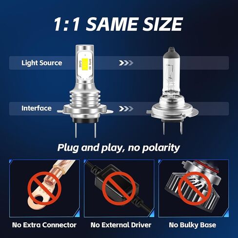 متوافق مع لمبة Ram ProMaster 1500 2500 3500 Hi/Lo Beam (2014-2022)، H7 High Beam أو H7 Low Beam؛ ضوء أبيض ساطع 300% 6000k، مصابيح إشارة الانعطاف (عبوة من قطعتين) in Saudi Arabia