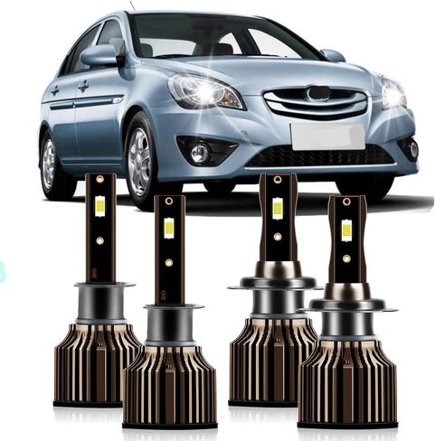 Compatible For Hyundai Sonata 2002 2003 2004 2005 2006 2007 2008 2009 Light Bulbs, High Low Beams Light Bulbs, 30000LM 400% Brightness, 6000K White, Plug and Play, Pack of 4 in Saudi Arabia