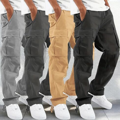 4 Pack Cargo Pants for Men Casual Hiking Joggers Lightweight Workout Outdoor Trousers Sweatpants with Pockets 2026 in Saudi Arabia