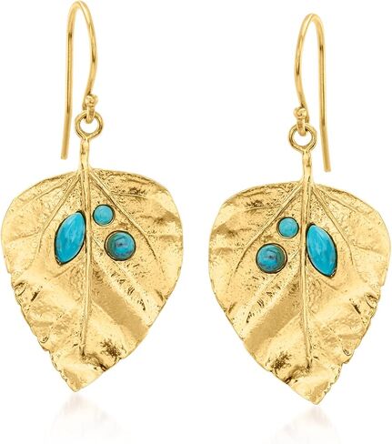 Ross-Simons 1.40 ct. t.w. Multi-Stone Leaf Drop Earrings in 18kt Yellow Gold Over Sterling in Saudi Arabia