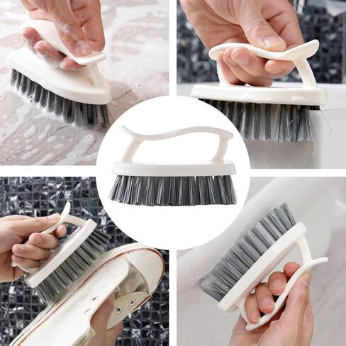 PartyKindom 2pcs Shower and Floor Cleaning Brush Set with Hard Bristles and Handles for Bathroom, Toilet, Kitchen, and Shoe Cleaning Household Use in Saudi Arabia