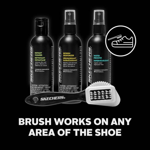 مجموعة العناية بالأحذية Sof Sole x Skechers - مجموعة تنظيف الأحذية الكل في واحد مع منظف الأحذية الرياضية، ومزيل الروائح الكريهة للأحذية، وبخاخ مقاوم للماء وفرشاة - زجاجات 118 مل مع رشاشات مضخة - العناية بالأحذية للأحذية الرياضية in Saudi Arabia