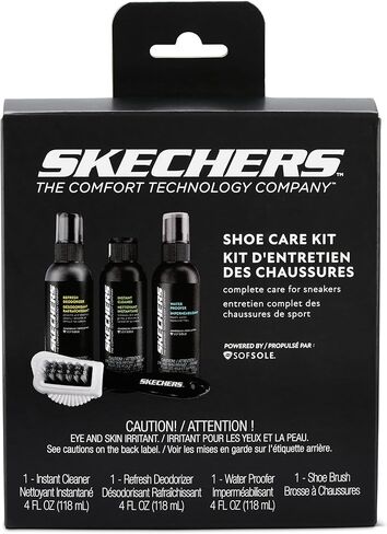 مجموعة العناية بالأحذية Sof Sole x Skechers - مجموعة تنظيف الأحذية الكل في واحد مع منظف الأحذية الرياضية، ومزيل الروائح الكريهة للأحذية، وبخاخ مقاوم للماء وفرشاة - زجاجات 118 مل مع رشاشات مضخة - العناية بالأحذية للأحذية الرياضية in Saudi Arabia