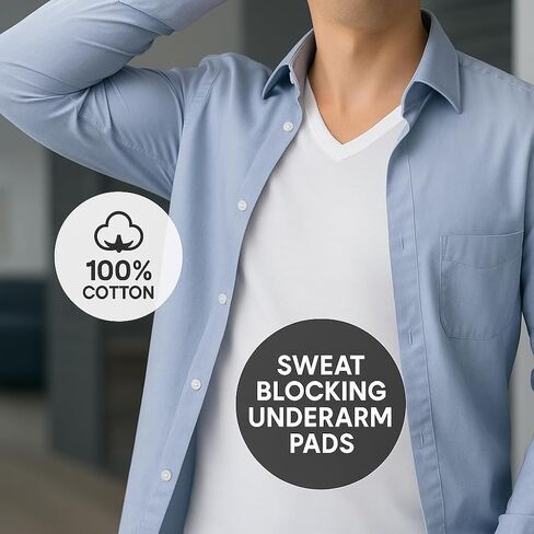 Men's V-Neck Undershirt, Cotton, Sweatproof, White in Saudi Arabia