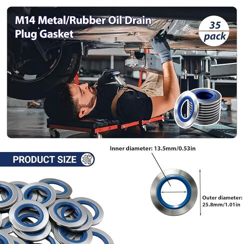 35 قطعة معدنية/مطاطية النفط قابس التصريف طوقا يناسب M14 استبدال 097-025,65269,097-828CD in Kuwait