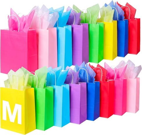 BLEWINDZ 32Pcs Small Gift Bags with 32 Tissues 8.7x6.3x3.2 In, Goodie Bags in Kuwait