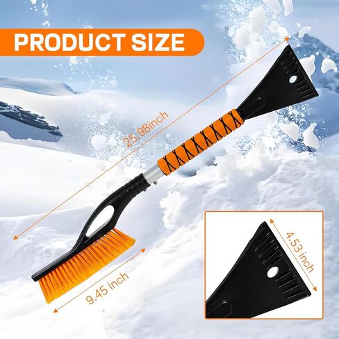 26" Snow Brush & Ice Scraper, 2 in 1 Ice Scrapers for Car Windshield Window, Detachable Snow Removal Tool with Ergonomic Foam Grip for Cars Trucks SUVs, Winter Car Accessories in Saudi Arabia