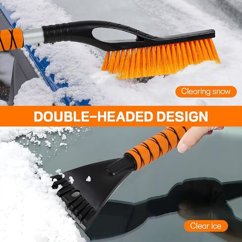 26" Snow Brush & Ice Scraper, 2 in 1 Ice Scrapers for Car Windshield Window, Detachable Snow Removal Tool with Ergonomic Foam Grip for Cars Trucks SUVs, Winter Car Accessories in Saudi Arabia
