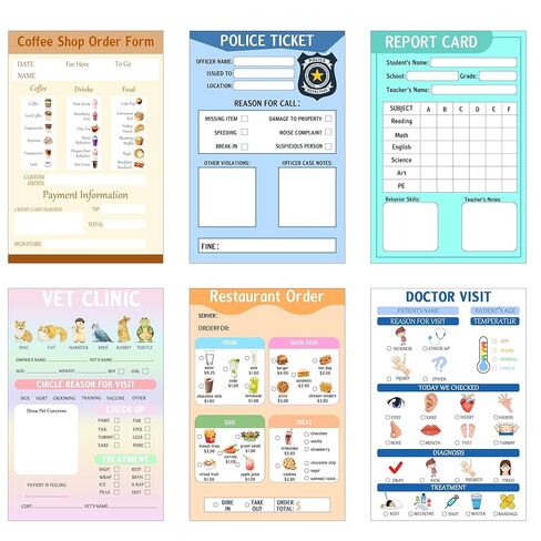4x6 Inch Kids Pretend Play Notepads Imaginative Role Play Bundle Police Role Play Notepad Restaurant Role Play Pad Coffee Shop Role Play Pad for Toddlers Role Restaurant Policeman Play 60 Pcs in Saudi Arabia