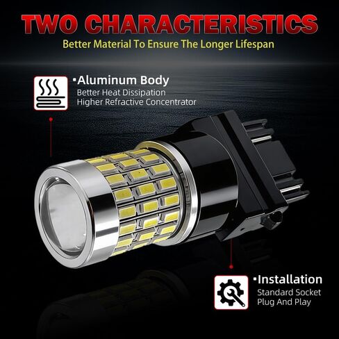 3157 مصابيح إضاءة لوقوف السيارات متوافقة مع Ford F-150 F-250 F-350 Super Duty 1999-2014، 3457 4157 لمبة، 6000LM سطوع 360%، 6000K مصابيح إضاءة بيضاء باردة، التوصيل والتشغيل، حزمة من 2 in Kuwait