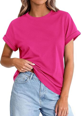 PRETTYGARDEN المرأة الصيف بلايز 2026 الربيع عادية توالت قصيرة الأكمام الأساسية تيز طاقم الرقبة قمصان العمل ملابس عصرية in Kuwait