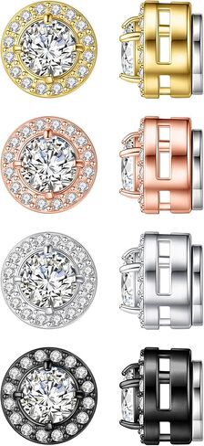 4 Pairs Magnetic Earrings for Men - Stainless Steel Clip on Earring Set Fake Earring Non-piercing CZ Hypoallergenic Magnet Earring for Women Men in Saudi Arabia