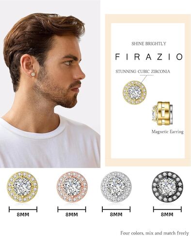 4 Pairs Magnetic Earrings for Men - Stainless Steel Clip on Earring Set Fake Earring Non-piercing CZ Hypoallergenic Magnet Earring for Women Men in Saudi Arabia