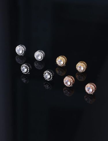 4 Pairs Magnetic Earrings for Men - Stainless Steel Clip on Earring Set Fake Earring Non-piercing CZ Hypoallergenic Magnet Earring for Women Men in Saudi Arabia