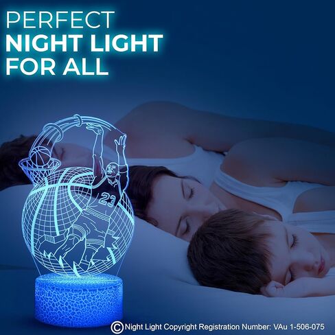 fun&art 3D Night Light SG Basketball Player with Ball, 16 Colors Changing + Remote Control, Optical Illusion lamp, Perfect Idea for Kids and Adults for Room/Living Room Home Decoration in Saudi Arabia