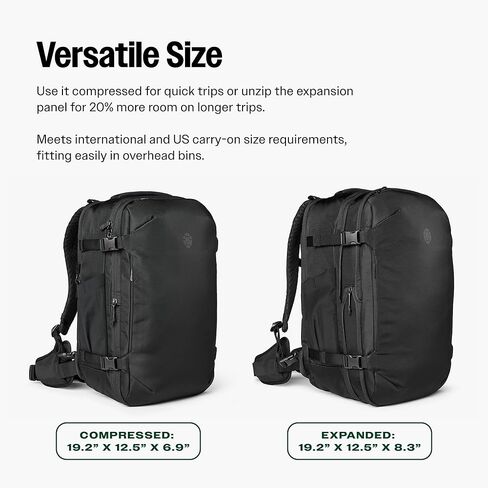 Tortuga Expandable Travel Backpack, 27-32.5L Carry-On Travel Backpack for Men and Women - Durable, Comfortable, Easy to Pack, Airline-Approved Travel Bag with Laptop Compartment in Saudi Arabia