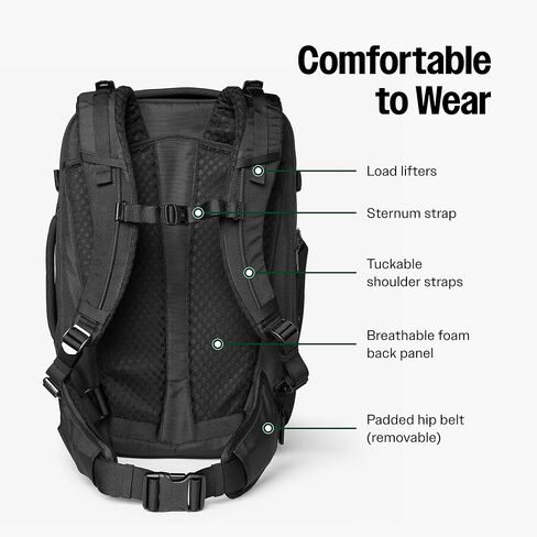 Tortuga Expandable Travel Backpack, 27-32.5L Carry-On Travel Backpack for Men and Women - Durable, Comfortable, Easy to Pack, Airline-Approved Travel Bag with Laptop Compartment in Saudi Arabia