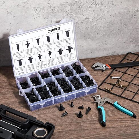 Car Clip Pliers and Disassembly Tools, 240 Pcs Push Rivets, Multi-Functional Car Clip Remover Tool, Easy to Remove Fasteners, Clips, and Rivets, Open The Panels Without Damage in Kuwait