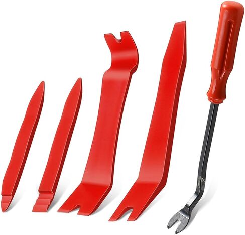 415pcs Car Trim Removal Tool Set - Auto Upholstery Pry Kit with Clip Pliers, 180 Retainer Clips, Stereo Keys, Hooks. POM Plastic Dashboard Door Panel Fastener Remover (415Pcs-RED) in Saudi Arabia