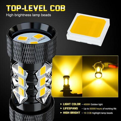 Compatible for Ford F150 F250 F350 Fog Light Bulbs 2004-2009 2010 2011 2012 2013 2014 2015 2016 2017 2018 2019 2020 2021 for Off Road,Yellow Fog Lamps DRL Turn Signals Lights, 2 Packs in Saudi Arabia