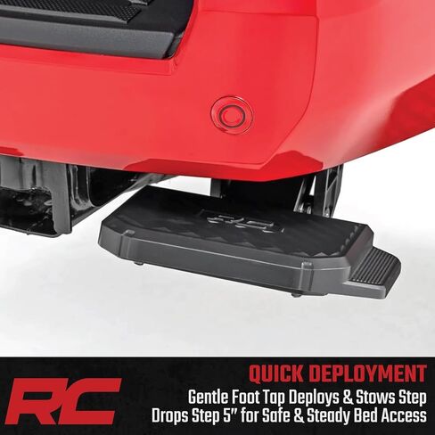 خطوة سرير قابلة للسحب من Rough Country لسيارة Toyota Tacoma (2024-2026) - خطوة إسقاط يدوية للباب الخلفي، سطح خطوة غير قابل للانزلاق مقاس 6 بوصات، تثبيت بمسامير in Kuwait