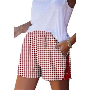 ONLYSHE Shorts for Women Casual Cotton Linen Elastic Waisted Summer Lounge Pocket Shorts Vacation Clothes in Kuwait