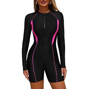 ZAFUL المرأة طويلة الأكمام قطعة واحدة طفح الحرس Boyleg زيبر الاستحمام الدعاوى تصفح ملابس السباحة in Saudi Arabia