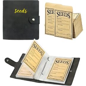 غلاف منظم لتخزين البذور، منظم حزم بذور البولي يوريثان مع 50 جيبًا شفافًا (25 عبوة من غلاف الملاءة) و50 مغلفًا للبذور، كتاب حامل بذور الحديقة، حافظة بذور نباتات الزهور الوردية in Kuwait