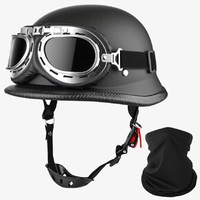 German Style Motorcycle Helmet DOT Approved with Goggles & Mask - Retro Half Helmet with Quick Release Buckle for Motorcycle Motorbike Cruiser, Scooter, Chopper (Adult Men & Women) in Saudi Arabia