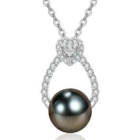 Gifts AAAAA Tahitian Black Pearl Elegant Necklace For Women,S925 Silver Pendant With Saltwater Pearl,Wedding Anniversary Birthday Gifts for Her Wife Mom Daughter Grandma Sister in Saudi Arabia