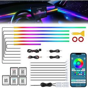 شريط إضاءة LED داخلي للسيارة من Dreamcolor أكريليك مع تطبيق لاسلكي، RGB 18 في 1 مع 175 بوصة 612 مصباح LED من الألياف الضوئية للسيارة، إضاءة محيطة للسيارة نيون سيمفونية مزدوجة المنطقة in Kuwait
