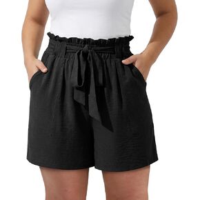 OLRIK Women's Plus Size Shorts High Waisted ElasticTie Knot Casual Summer Comfy Flowy Beach Shorts with Pockets in Saudi Arabia