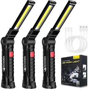 Rechargeable LED Work Light with Magnetic Base, USB 360° Rotating Magnetic Light, 5 Mode Mechanic Flashlight for Car Repair, Emergencies, Tight Areas (3 Pack) in Saudi Arabia