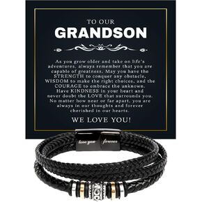 To My Grandson Bracelet Cross, Birthday Graduation Christmas Gift Bracelets Jewelry For Men From Grandparent With Heartfelt Message & Elegant Box in Saudi Arabia