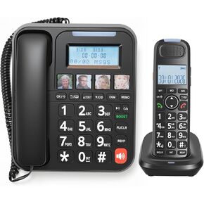 D1015 DECT 6.0 نظام هاتف لاسلكي قابل للتوسيع مع جهاز الرد على المكالمات ومعرف المتصل وأزرار كبيرة ومكبر صوت ومساعدة صوتية - للمنزل والأعمال الصغيرة (سماعة واحدة) in Kuwait