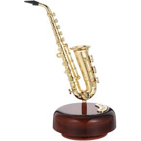 Mini Saxophone Music Box, 7.9in Classic Home Decorative Saxophone, Small Musical Mum Trinket Instrument Ornaments for Home Decoration Housewarming Desktop in Saudi Arabia