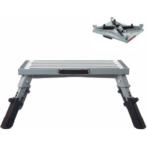 Homeon Wheels ألومنيوم RV خطوات قابلة للتعديل قابلة للطي مع أقدام مطاطية غير قابلة للانزلاق، منصة ثابتة تدعم 1000bs، شرائط أمان، مقبض، سهل الحمل، سفر مقطورة التخييم في الهواء الطلق - أزرق in Kuwait