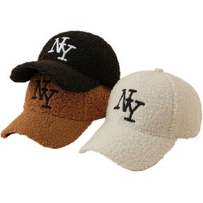 Trendy Winter Warm Faux Fur Sherpa Baseball Cap for Women Soft Plush Fleece Outdoor NY Letter Embroidery Adjustable Fit in Saudi Arabia