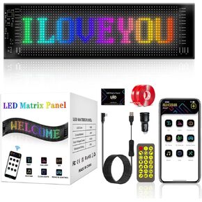 Digital Flexible LED Signs for Cars, SUVs, Trucks &Party Wedding Festival, Bluetooth App Control DIY Programmable Scrolling Light Signs Matrix Panel, USB 5V2A, 13.7''x4.01'' in Saudi Arabia