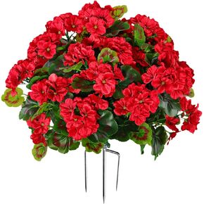 QIANYUN Artificial Topiary for Outdoors – 18" Geranium Flower Ball, Outdoor Topiary Artificial Plant for Front Door, Garden, Yard, Patio(2, Pink) in Kuwait