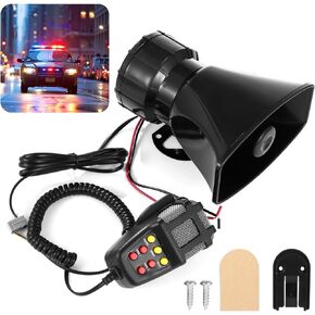 Car Siren Horn 12V 100W, 7-Tone Loudspeaker With Pa System, Microphone, Remote Control, Square Mouth, Universal For Car Truck Suv in Kuwait