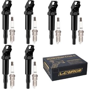Set of 6 Ignition Coil Packs & Iridium Spark Plugs For BMW 328i 528i 330i 530i X3 X5 128i 2007 2008 2009 2010 2011 2012 2013 3.0 L6 Replace UF592 0221504470 in Kuwait
